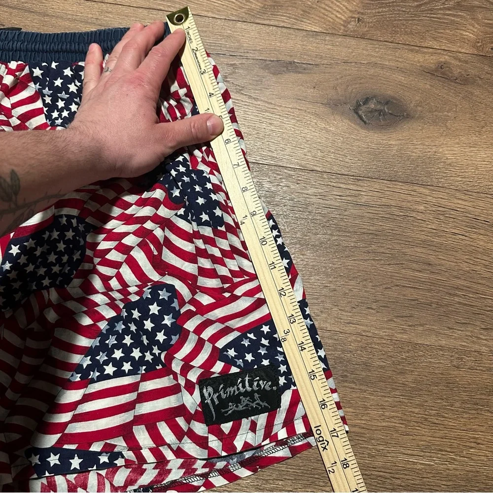 Primitive Prints Hermosa Beach Vintage American Flag Swim/Board Shorts Size XL‎